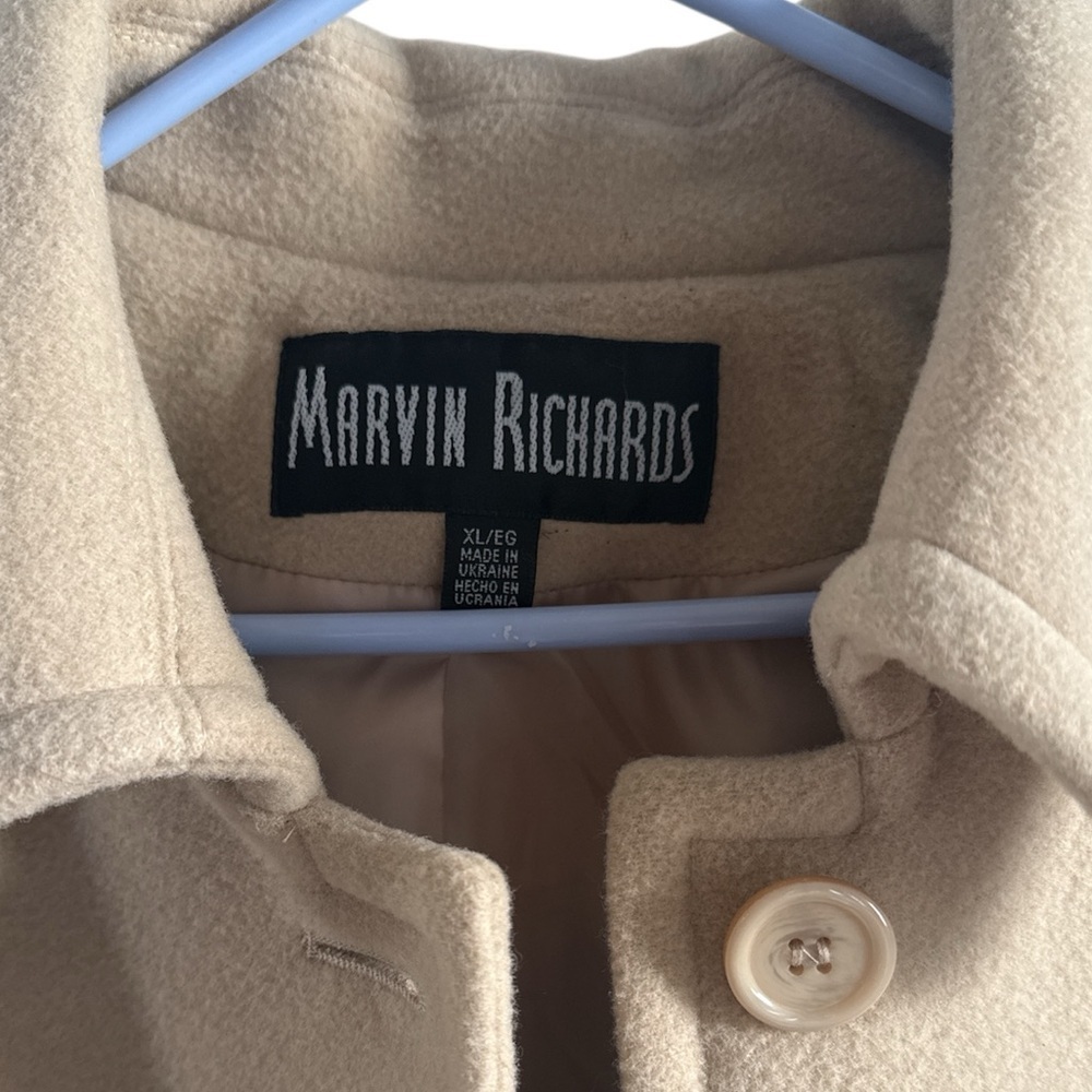 Marvin Richards Women's Tan Pea Coat sz: XL - Picture 4 of 8